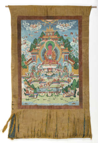 Teils in Gold gemaltes Thangka mit Buddha Amitabha - фото 2