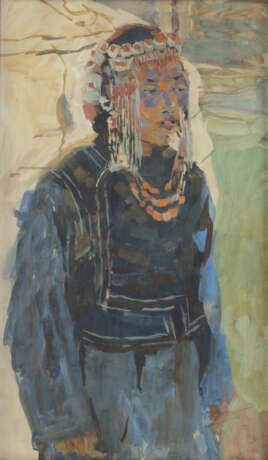 Portrait einer Dame in traditioneller Tracht und Kopfschmuck - Foto 1