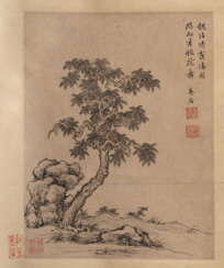 Im Stil von Xiang Shengmo (1597-1658): Schnurbaum und Stein