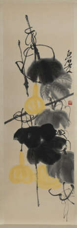 Vier Hängerollen mit Farbholzschnitten ('mu ban shui yin') von floralen Darstellungen nach Qi Baishi und Pan Tianshou und 16 Albumblätter bzw. Briefpapiere nach Qi Baishi - Foto 4