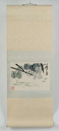 Vier Hängerollen mit Farbholzschnitten ('mu ban shui yin') von floralen Darstellungen nach Qi Baishi und Pan Tianshou und 16 Albumblätter bzw. Briefpapiere nach Qi Baishi - photo 6