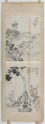 Li Run (1884-1947): zwei Figurendarstellungen - Bauer beim Vorbereiten für den Anbau bzw. junger Gelehrter beim Lesen. Tusche und Farbe auf Papier