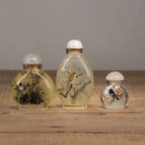 Drei innen bemalte Glas-Snuffbottles mit Vogeldekor - photo 2