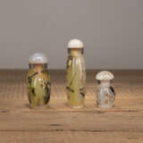 Drei innen bemalte Glas-Snuffbottles mit Vogeldekor - photo 3