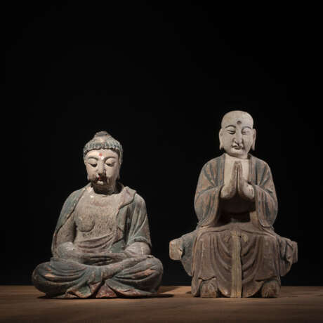 Figuren des Buddha und eines Mönchs - photo 1