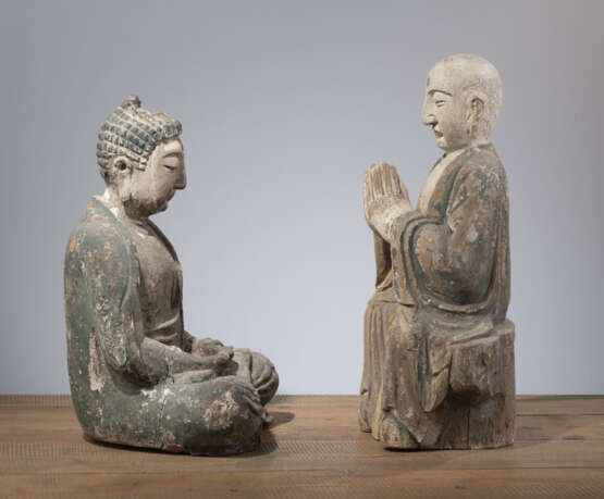 Figuren des Buddha und eines Mönchs - photo 2