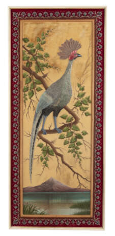 Paar gestickte Reliefbilder mit exotischen Vögeln auf Zweigen - Foto 2