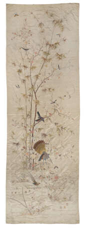 Große Seidenstickerei mit Vögeln und Blüten - фото 1