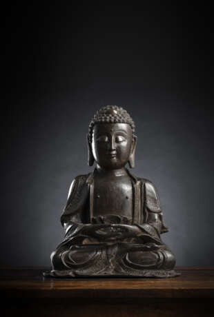 Große Bronze des sitzenden Buddha Shakyamuni - photo 1