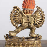 Partiell polychrom bemalte feuervergoldete Bronze des Vajrabhairava - Foto 3