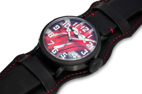 ZENITH X ROLLING STONES, REF. 96.2439.693/77.C809, PILOT TYPE 20, TRIBUTE TO ROLLING STONES, A LIMITED EDITION TITANIUM DUAL-TIME WRISTWATCH, NUMBERED 72 OUT OF 200 EXAMPLES - photo 2