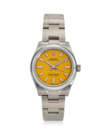ROLEX, REF. 277200, OYSTER PERPETUAL, A STEEL WRISTWATCH WITH LACQUERED YELLOW DIAL - photo 1