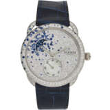HERMÈS, REF. AR7.A93, ARCEAU PETITE LUNE, A FINE 18K WHITE GOLD, MOTHER-OF-PEARL, DIAMOND, AND SAPPHIRE-SET WRISTWATCH WITH DATE AND MOON PHASES - Foto 1