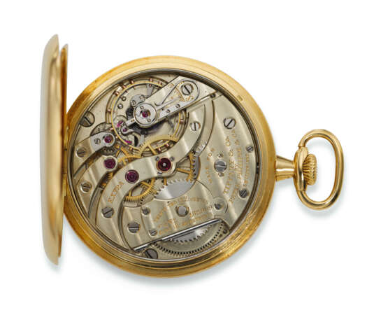 PATEK PHILIPPE FOR TIFFANY & CO., FIRST QUALITY “EXTRA,” A VERY FINE AND RARE 18K YELLOW GOLD POCKET WATCH WITH RUBY BANKING PINS - photo 3