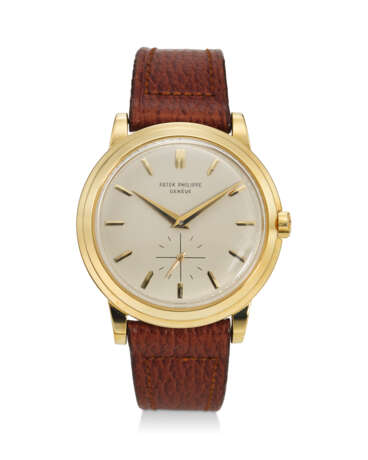 PATEK PHILIPPE, REF. 2552, CALATRAVA “DISCO VOLANTE,” A VERY FINE 18K YELLOW GOLD WRISTWATCH WITH SUBSIDIARY SECONDS - фото 1