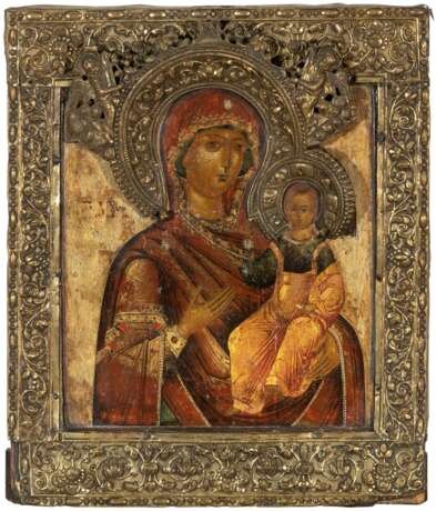 Gottesmutter Hodegetria mit vergoldeter Silberbasma - Foto 1