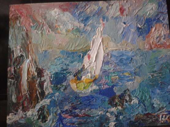 “Sailboat” Cardboard Oil paint 2002 - photo 1