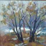 “Spring mood” Cardboard Oil paint Realist Landscape painting 1999 - photo 1