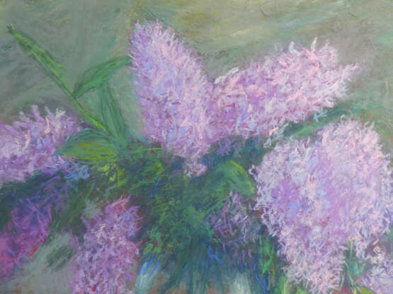 Lilacs pastel on cardbord soft pastel Impressionnisme Nature morte aux fleurs Géorgie 2020 - photo 3