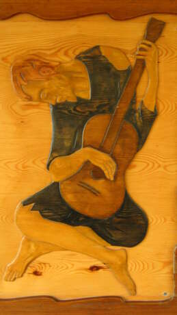 Old guitarist Wood Wood carving 2012 - photo 1