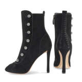 TWO PAIRS OF BLACK PEEP TOE HIGH HEEL ANKLE BOOTS AND A BLACK CASHMERE SCARF - photo 7