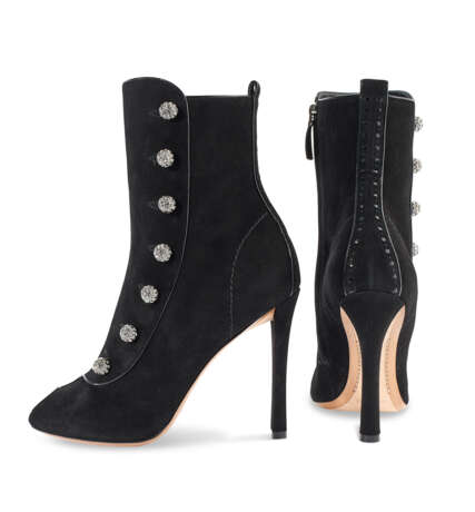 TWO PAIRS OF BLACK PEEP TOE HIGH HEEL ANKLE BOOTS AND A BLACK CASHMERE SCARF - фото 7