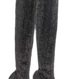 A PAIR OF BLACK SEQUINNED STRETCH THIGH HIGH HIGH HEELED BOOTS - фото 2