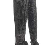 A PAIR OF BLACK SEQUINNED STRETCH THIGH HIGH HIGH HEELED BOOTS - фото 3