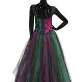 A MULTI-COLORED SILK AND AND TULLE EVENING DRESS WITH RHINESTONE BODICE AND DETAILS - фото 2