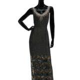 A GREY SILK EVENING DRESS WITH GREY AND GOLD SEQUIN AND IRIDESCENT BEAD DETAILS - photo 1