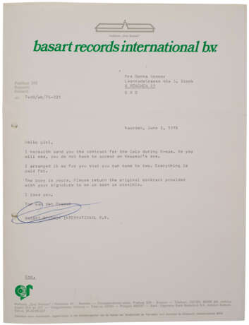 HER 1975 PERFORMANCE RIGHTS SOCIETY APPLICATION WITH A RARE VERSION OF HER SIGNATURE - фото 4