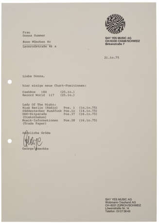 HER 1975 PERFORMANCE RIGHTS SOCIETY APPLICATION WITH A RARE VERSION OF HER SIGNATURE - фото 8