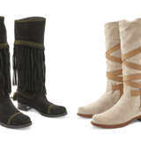 TWO PAIRS OF SUEDE HIGH BOOTS - фото 1