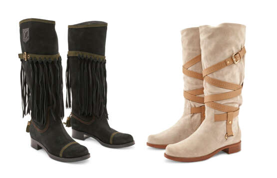 TWO PAIRS OF SUEDE HIGH BOOTS - фото 1