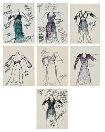 A GROUP OF SEVEN COSTUME DESIGNS DRAWN BY DONNA SUMMER - photo 1