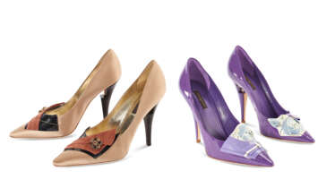 TWO PAIRS OF CLOSE TOED PUMPS