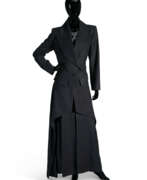 Alexander Mcqueen. A BLACK SATIN-LINED WOOL DOUBLE-BREASTED LONG COAT