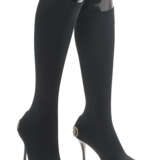 TWO PAIRS OF BLACK STRETCH HIGH HEEL BOOTS - фото 6
