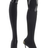 TWO PAIRS OF BLACK STRETCH HIGH HEEL BOOTS - фото 7