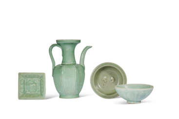 FOUR CELADON-GLAZED VESSELS