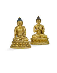 TWO GILT-BRONZE FIGURES OF BUDDHA SHAKYAMUNI