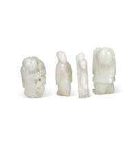 A GROUP OF FOUR WHITE JADE FIGURES