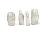 A GROUP OF FOUR WHITE JADE FIGURES - фото 1