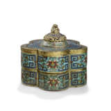 A CLOISONNÉ ENAMEL AND GILT-BRONZE TWO-TIERED LOBED BOX AND COVER - photo 1