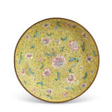 A PAINTED ENAMEL 'PEONIES' DISH - фото 1