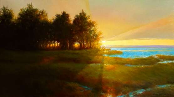 Золотой вечер Canvas on the subframe Oil paint Romanticism Landscape painting Ukraine 2023 - photo 1