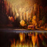 Домик у озера Canvas on the subframe Oil paint Romanticism Landscape painting Ukraine 2023 - photo 1