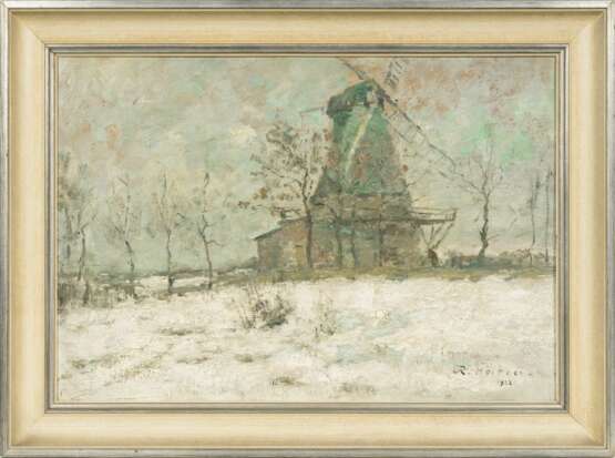 Rudolf Höckner (Wolkenstein 1864 - Bad Mergentheim 1942). Mühle im Schnee. - Foto 2