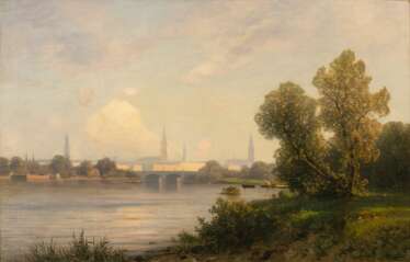Ascan Lutteroth (Hamburg 1842 - Hamburg 1923). Blick auf die Lombardsbrücke.