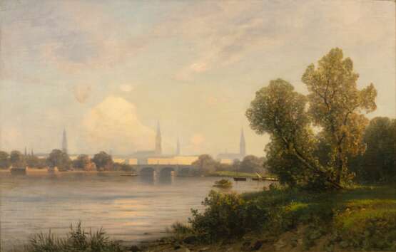 Ascan Lutteroth (Hamburg 1842 - Hamburg 1923). Blick auf die Lombardsbrücke. - Foto 1